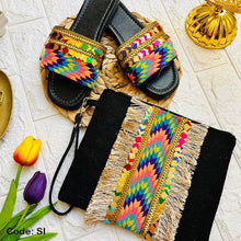 Load image into Gallery viewer, Nayara Handmade Clutch And Slippers - Leather And Linen