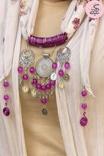Load image into Gallery viewer, White and Purple Necklace Scarf