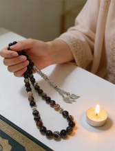 Load image into Gallery viewer, Black & Brown Rosary - Agate Stones