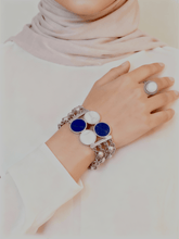 Load image into Gallery viewer, Eman Blue Set - Silver Plated