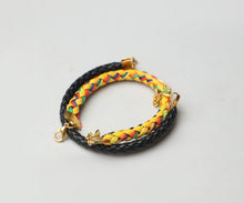 Load image into Gallery viewer, Owl Zircon Set - Black and Yellow Leather