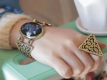 Load image into Gallery viewer, Traditional Arabian Set - Pure Copper with Navy Blue Agate