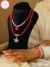 Load image into Gallery viewer, Dina Set - Red And White Stones