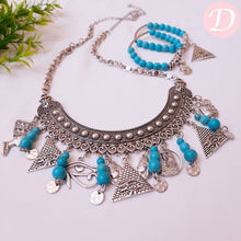 Load image into Gallery viewer, Horas Turquoise Set - Silver Plated