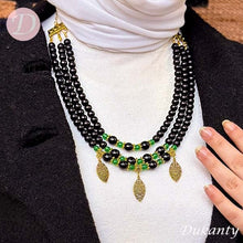 Load image into Gallery viewer, Leaf Agate Necklace - Black Agate