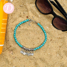 Load image into Gallery viewer, Pearl with Turquoise Anklet - Silver Plated