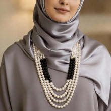 Load image into Gallery viewer, Elegant Necklace - Black Agate and White Pearl