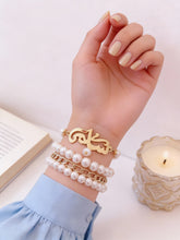 Load image into Gallery viewer, Customized Name with Trendy Pearl Set - Gold Plated