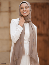Load image into Gallery viewer, Gailan Scarf - Hand-Embroidered Linen