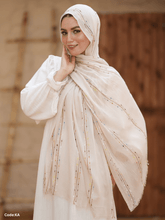 Load image into Gallery viewer, Gailan Scarf - Hand-Embroidered Linen