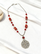Load image into Gallery viewer, Ruby Petals - Silver Plated Necklace