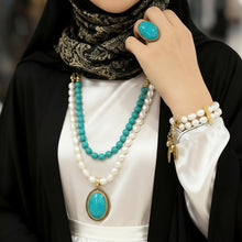 Load image into Gallery viewer, Fatma Pearl and Turquoise Necklace Set