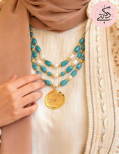 Load image into Gallery viewer, Be the Best Support Necklace - Exquisite Turquoise and Pearl Gold plated