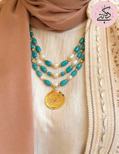 Load image into Gallery viewer, Be the Best Support Necklace - Exquisite Turquoise and Pearl Gold plated
