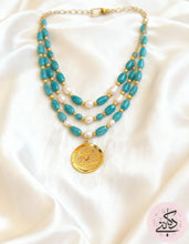 Load image into Gallery viewer, Be the Best Support Necklace - Exquisite Turquoise and Pearl Gold plated