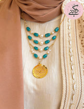 Load image into Gallery viewer, Be the Best Support Necklace - Outstanding Turquoise and Pearl Gold plated