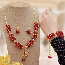 Load image into Gallery viewer, Crystal Carmine Stone With Gold Plated Pendant Set