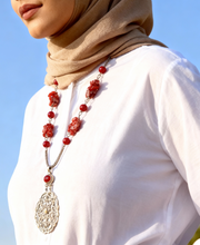 Load image into Gallery viewer, Ruby Petals - Silver Plated Necklace