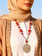 Load image into Gallery viewer, Ruby Petals - Silver Plated Necklace