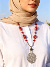 Load image into Gallery viewer, Ruby Petals - Silver Plated Necklace