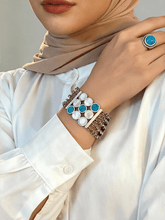 Load image into Gallery viewer, Eman Turquoise Set - Silver Plated