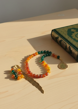 Load image into Gallery viewer, Orange & Oily Rosary with Book Separator - Agate Stones