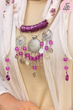 Load image into Gallery viewer, White and Purple Necklace Scarf
