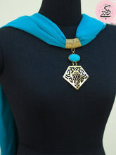 Load image into Gallery viewer, Bella's Flower Necklace Scarf - Turquoise Chiffon
