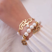 Load image into Gallery viewer, Customized Name with Pearl Bracelet - Gold Plated

