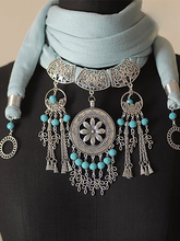 Load image into Gallery viewer, Turquoise Arabic Necklace Scarf

