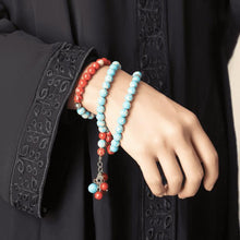 Load image into Gallery viewer, Al-Fardoos Rosary - Turquoise and Red Agate
