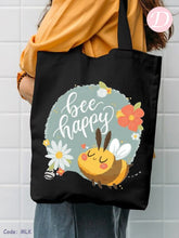 Load image into Gallery viewer, Happy Bee Tote Bag - Linen
