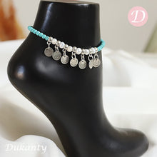 Load image into Gallery viewer, Pearl with Turquoise Anklet - Silver Plated
