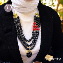 Load image into Gallery viewer, Huda Traditional Set - Onyx and Coral Stone
