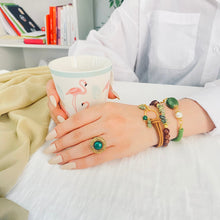 Load image into Gallery viewer, Green Stone &amp; Leather Set
