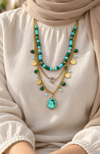 Load image into Gallery viewer, Yomna three-tier turquoise necklace

