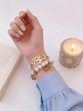 Load image into Gallery viewer, Customized Name with Pearl Bracelet - Gold Plated
