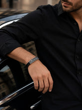 Load image into Gallery viewer, Prestige Steel Bracelet - Leather &amp; Silver Plated

