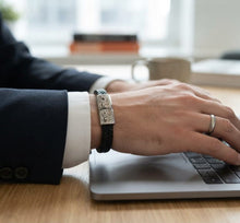 Load image into Gallery viewer, Elegant Touch Bracelet - Leather &amp; Silver Plated

