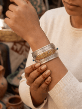 Load image into Gallery viewer, Gold and Silver Plated Arabian Bangle

