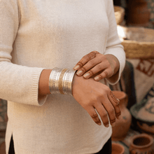 Load image into Gallery viewer, Gold and Silver Plated Nubian Bangle
