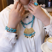 Load image into Gallery viewer, Solf Set - Natural Brook Turquoise Stones With Cardan Pendant
