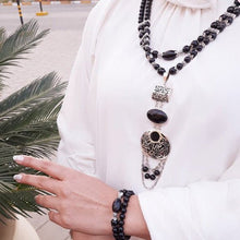 Load image into Gallery viewer, Allah The Greatest Keeper Agate Set - Silver Plated
