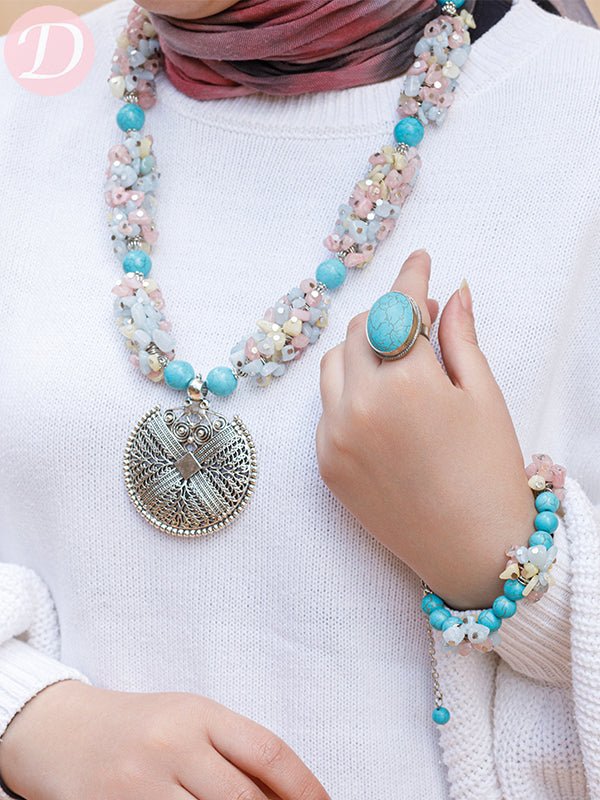 Aaliyah Set - Turquoise and Seashell Stone